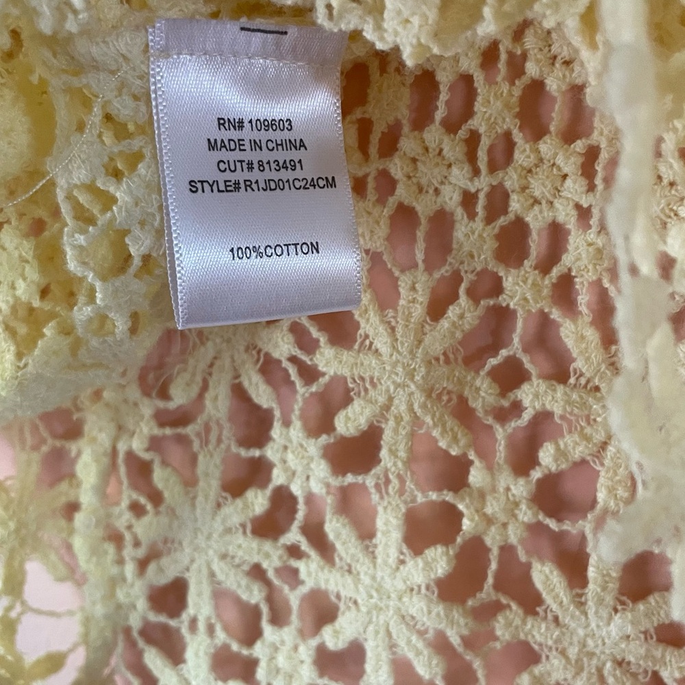 CHRISMcLaughlin Crochet Floral Butter Yellow Cardigan Lace Cropped Boho - Picture 6 of 16